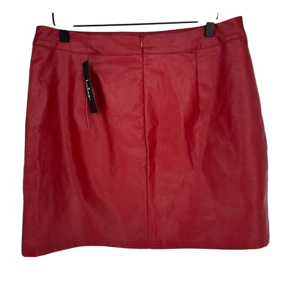 Lulus New! Fuchsia Pink Vegan Leather Mini Skirt Side Slit Goth Sexy Biker L - Picture 3 of 8